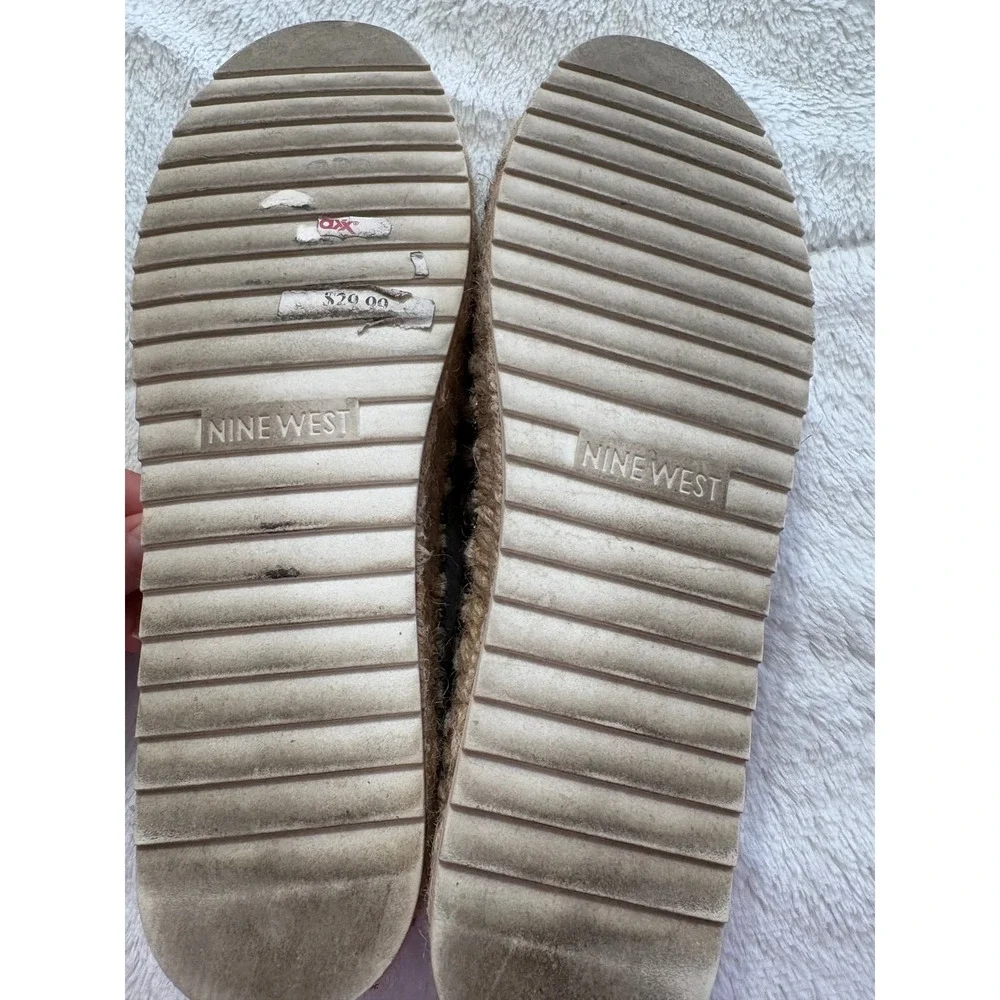 Nine West Striped Espadrille Loafers Black Cream Womens 9M Platform